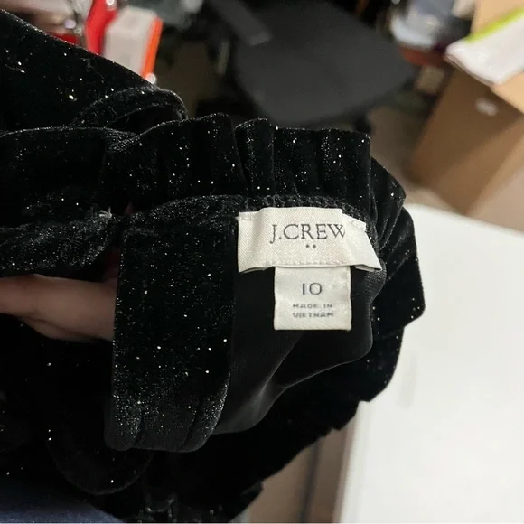 J. Crew Factory Shimmer Velvet Sleeveless Midi Dress Black Gold Size 10 A2 - Picture 9 of 11